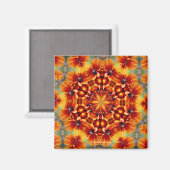 Oranje Daisy Kaleidoscope Flower Photo Magnet Magneet (Voorkant / Achterkant)