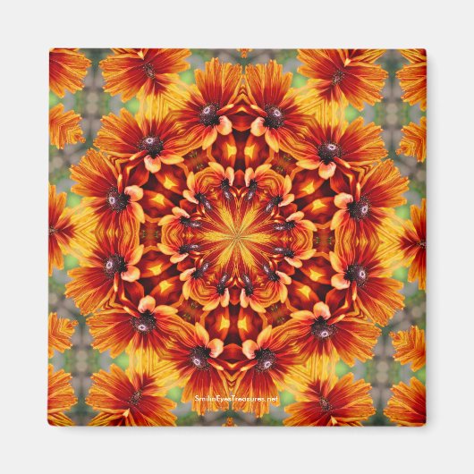 Oranje Daisy Kaleidoscope Flower Photo Magnet Magneet (Voorkant)