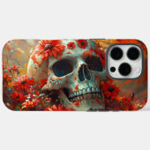 Oranje Daisy Skull Case-Mate iPhone Case (Achterkant (horizontaal))