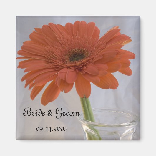 Oranje Daisy Wedding Magneet (Voorkant)