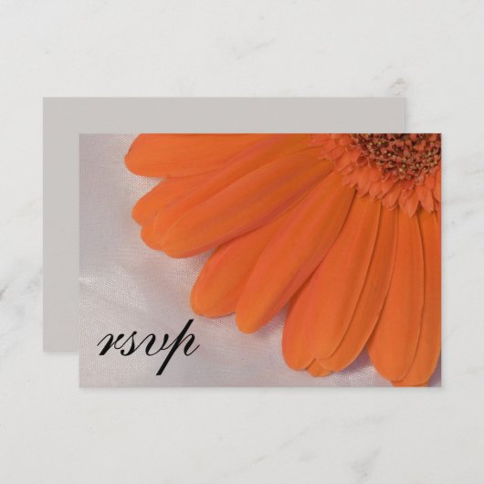 Oranje Daisy White Satin Weddenschap RSVP Reactie (Voorkant / Achterkant)