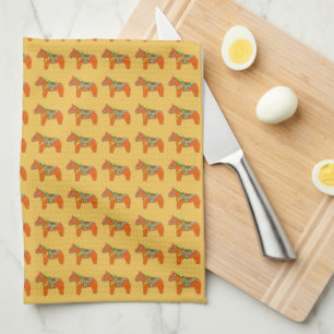 Oranje Dala Horses Dishtowel Theedoek