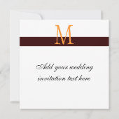 Oranje Damask Monogram Weddenschap Kaart (Achterkant)