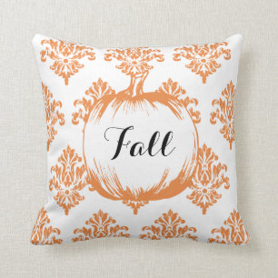  Oranje Damask Pattern Herfst Pumpkin Pillow Kussen