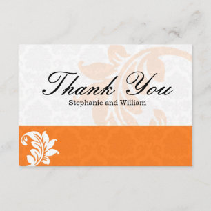 Oranje Damask Wedding Hartelijk dank Bedankkaart
