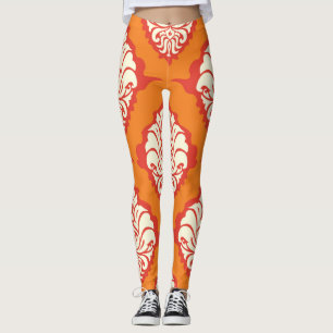 Oranje damast behang: bloemennaadloos. leggings