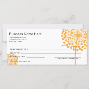 Oranje Dandelion Flower Gift Certificate Design 2