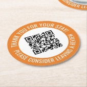 Oranje Dank je Scan me Promotionele QR-code Ronde Kartonnen Onderzetter (Gebogen)