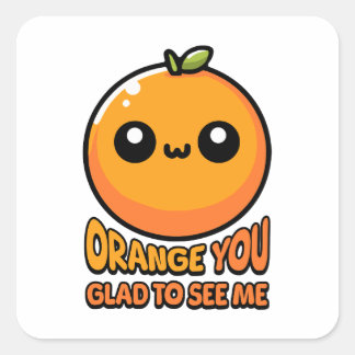 Oranje dat je blij bent je te zien! Schattigee Ora Vierkante Sticker