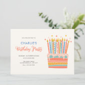 Oranje decoratieve verjaardagstaart kaart (Staand voorkant)