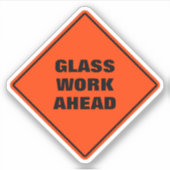 Oranje diamant weggeblazen glas sticker (Voorkant)