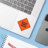 Oranje diamant weggeblazen glas sticker (Laptop met iPhone)