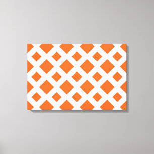 Oranje diamanten op wit canvas afdruk