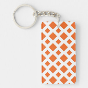 Oranje diamanten op wit sleutelhanger