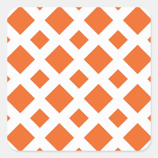 Oranje diamanten op wit vierkante sticker (Voorkant)