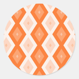 Oranje diamantpatroon ronde sticker