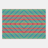 Oranje Diamond Blue Turquoise Pattern Inpakpapier Vel (Voorkant 3)