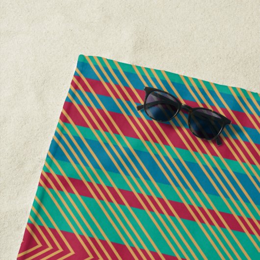 Oranje Diamond Blue Turquoise Pattern Strandlaken (In situ)