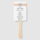 Oranje Diamond Hart Trouwprogramma Handwaaier (Voorkant)