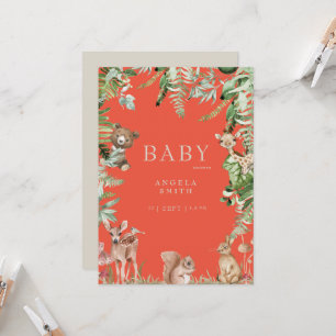 Oranje dierlijk Baby shower Kaart