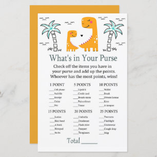 Oranje Dino Wat zit er in je handtas baby shower