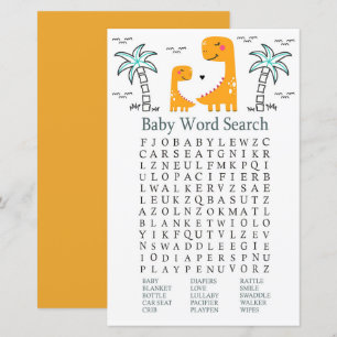 Oranje Dinosaur Baby shower Word Search Game