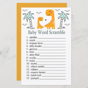Oranje Dinosaur Baby word scramble game