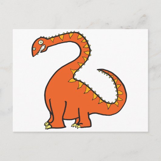 Oranje Diplodocus Briefkaart (Voorkant)