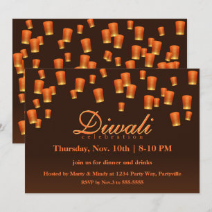 Oranje Diwali Sky Lantaarns Uitnodiging