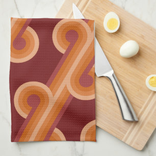 Oranje Donker Marmer Rood Retro Cirkels Kunst Patr Theedoek