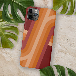 Oranje donker maroon rood retro kunstpatroon iPhone 11 pro max hoesje