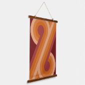 Oranje donkere maroon rode retro cirkels kunstpatr hangend wandkleed (Gebogen)