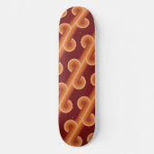Oranje donkere maroon rode retro cirkels kunstpatr skateboard (Voorkant)