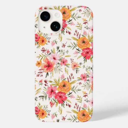 Oranje Doodle Garden Flower Pattern Case-Mate iPhone Case (Achterkant)
