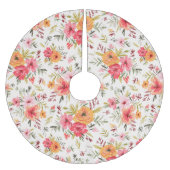 Oranje Doodle Garden Flower Pattern Kerstboom Rok (Voorkant)