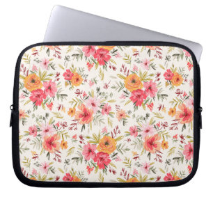 Oranje Doodle Garden Flower Pattern Laptop Sleeve