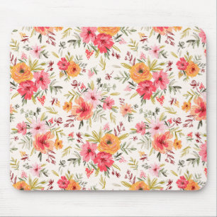 Oranje Doodle Garden Flower Pattern Muismat