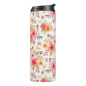 Oranje Doodle Garden Flower Pattern Thermosbeker (Gedraaid links)