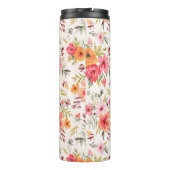 Oranje Doodle Garden Flower Pattern Thermosbeker (Achterkant)