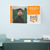 Oranje dozen en foto-Afstuderen banner (Beurs)