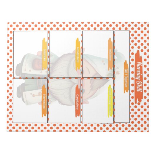 Oranje Dr Gnome Verpleegkunde Student Skills Sjabl Notitieblok (Voorkant)