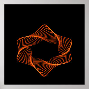 Oranje draadraam Torus-object Poster