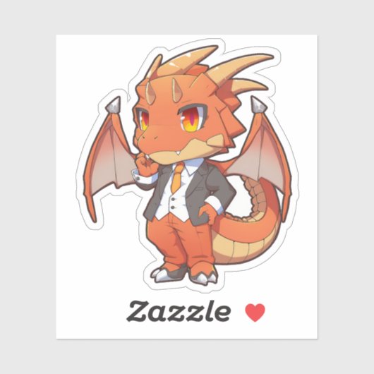 Oranje draak in een Suit-Sticker Sticker (Vel)