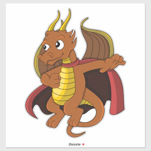 Oranje dragon Cartoon sticker (Vel)