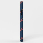 Oranje dragonfly-patroon op blauwe achtergrond Case-Mate iPhone case (Achterkant/rechts)