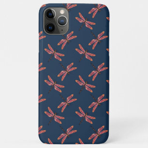 Oranje dragonfly-patroon op blauwe achtergrond iPhone 11 pro max hoesje