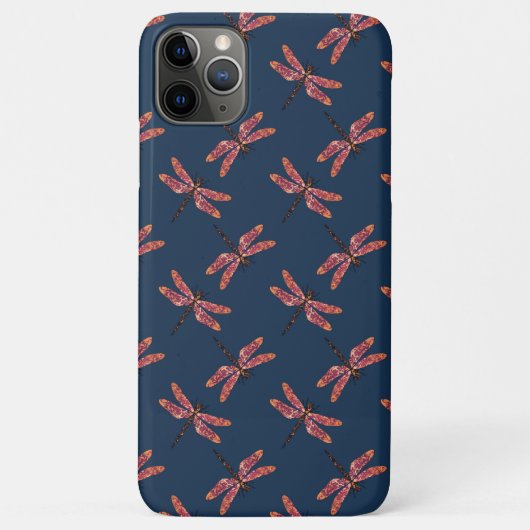 Oranje dragonfly-patroon op blauwe achtergrond Case-Mate iPhone case (Achterkant)