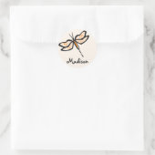 Oranje dragonfly ronde sticker (Tas)