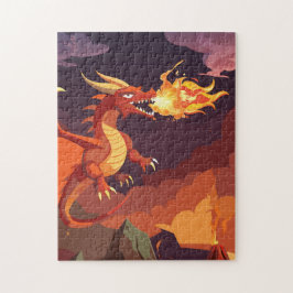 Oranje drakenpuzzel legpuzzel