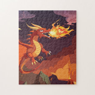 Oranje drakenpuzzel legpuzzel